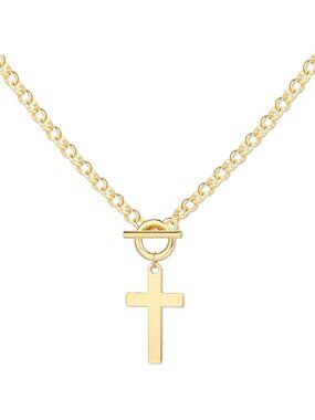 Women's Light Gold Chunky Pearl Layered Chain 14 Toggle Clasp Fashion Necklace
